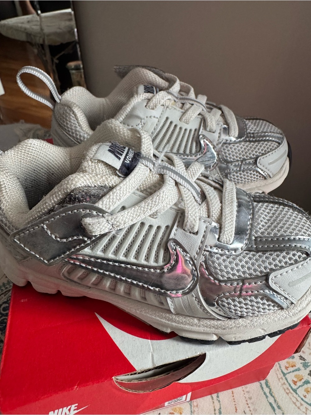 Nike Kids' Vomero Silver & White Athletic Sneakers